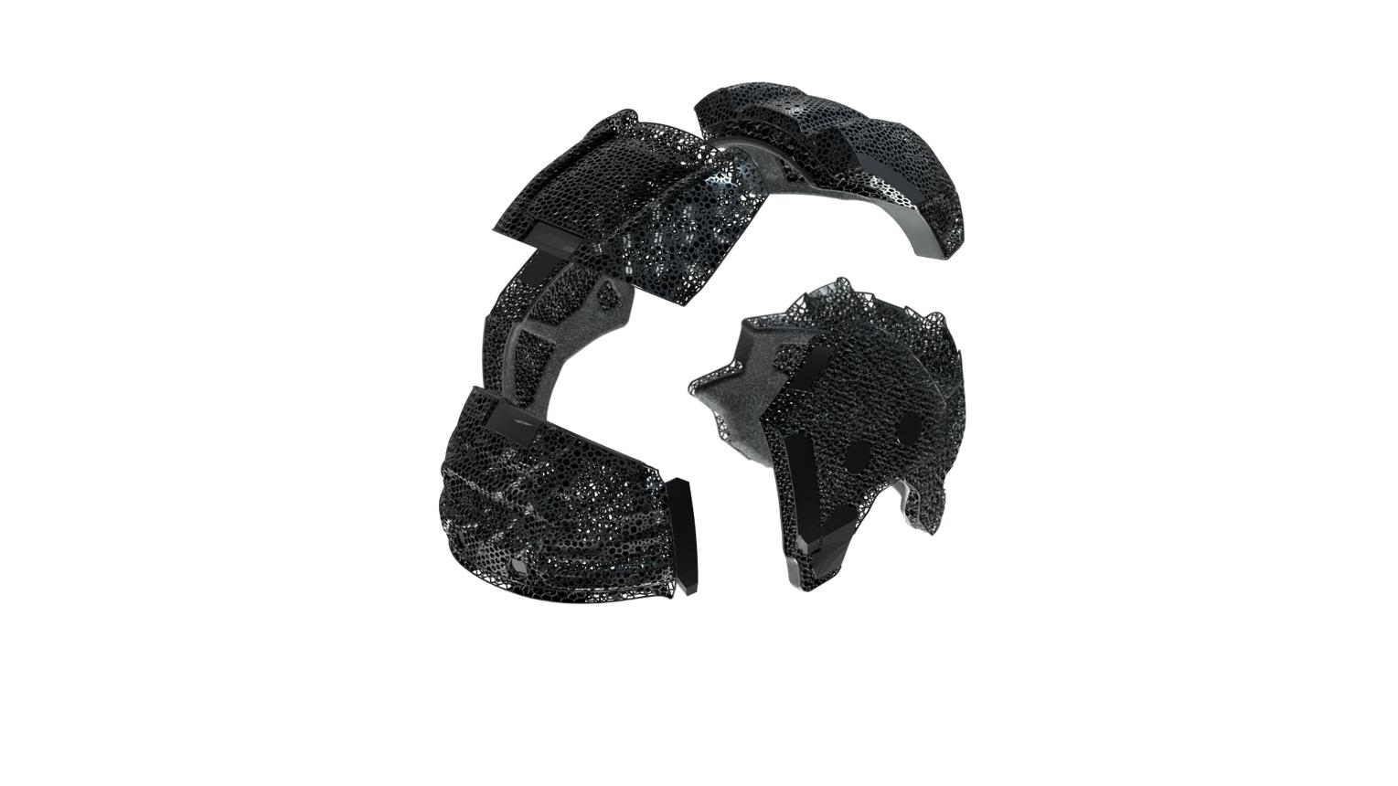 Separated 3D-printed CCM helmet lattice insert