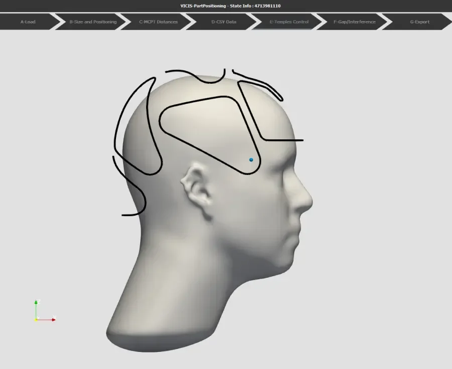 Head scan being positioned for helmet fitting
