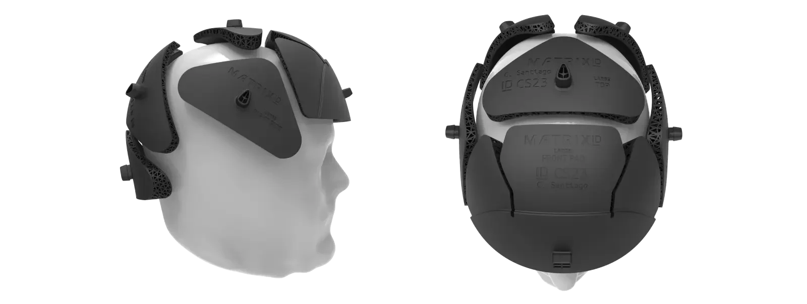 Helmet fit render showing personalized helmet geometry